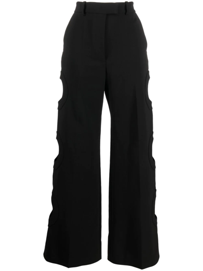 Shop A.w.a.k.e. Cut-out Detail Straight-leg Trousers In Black