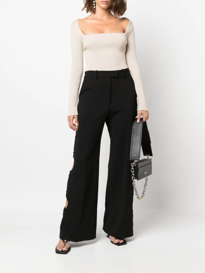 Shop A.w.a.k.e. Cut-out Detail Straight-leg Trousers In Black