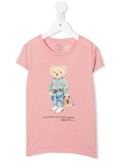 Shop Ralph Lauren Polo Bear Print T-shirt In Pink