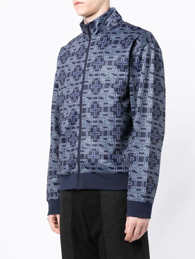 Shop Ksubi Monogram Zip-up Sports Jacket In Blue