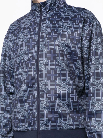 Shop Ksubi Monogram Zip-up Sports Jacket In Blue