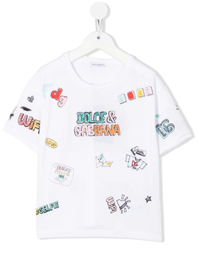 Dolce & Gabbana Kids' Back To School Motif T-shirt In White | ModeSens