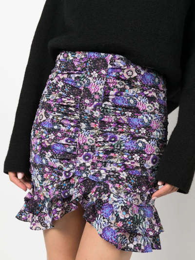 Shop Isabel Marant Milendi Floral-print Ruched Mini Skirt In Black