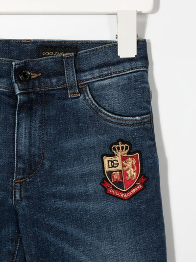 Shop Dolce & Gabbana Logo Patch Straight Jeans In Blue