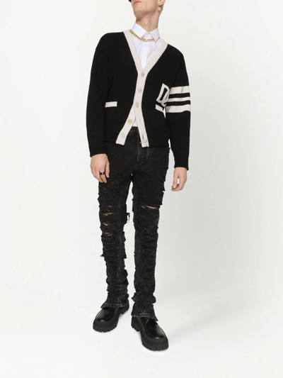 Shop Dolce & Gabbana Dg-logo Fisherman's-knit Cardigan In Black