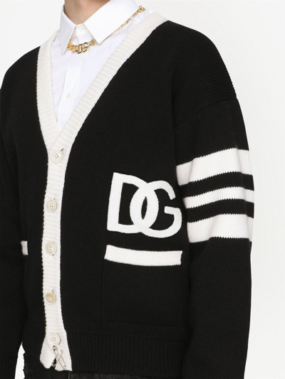 Dolce & Gabbana Man Cardigan Black Size Xl Virgin Wool, Wool, Acrylic, Polyester In Black