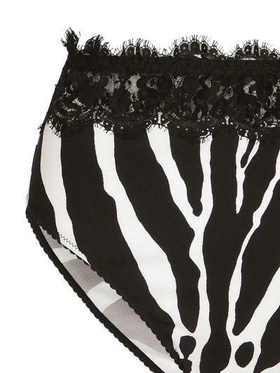 Shop Dolce & Gabbana High-waisted Zebra-print Briefs In Black