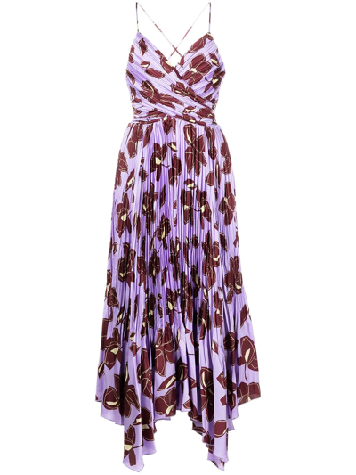 Shop Jonathan Simkhai Portia Collage-print Midi Dress In Purple