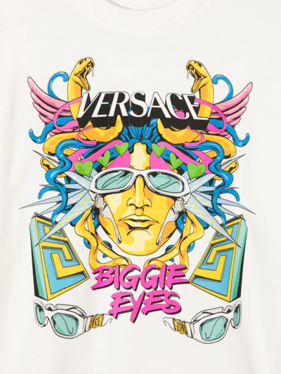 Shop Versace Biggie Eyes Graphic-print Sweatshirt In White