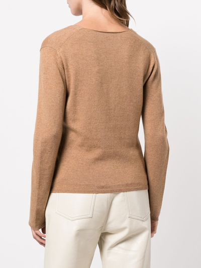 Vince Buttoned-up V-neck Cardigan In Brown