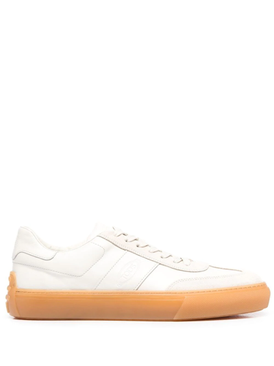 Shop Tod's Lace-up Low-top Sneakers In Neutrals