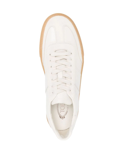 Shop Tod's Lace-up Low-top Sneakers In Neutrals