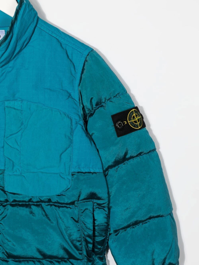 Shop Stone Island Junior Logo-patch Sleeve Padded Jacket In Blue