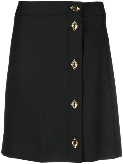 Shop Ganni Button-up Mini Skirt In Black