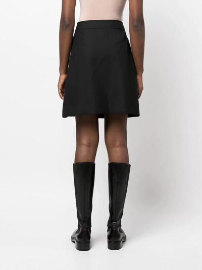 Ganni Summer Noir A-line Black Viscose Skirt With Buttons Woman In Black