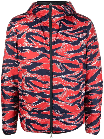 Moncler Bressay Graphic-print Shell-down Hooded Puffer Jacket In Blue