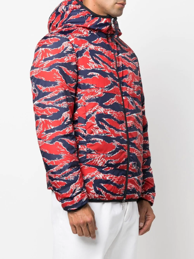 Moncler Bressay Graphic-print Shell-down Hooded Puffer Jacket In Blue