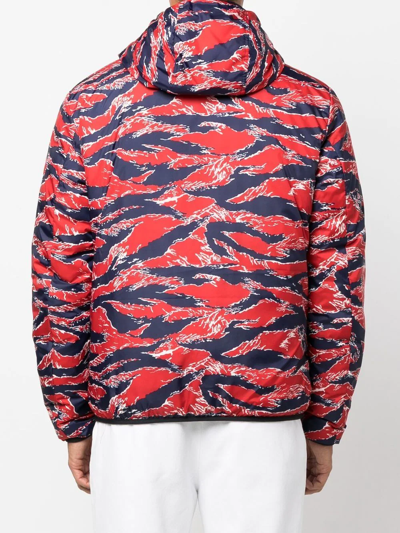 Moncler Bressay Graphic-print Shell-down Hooded Puffer Jacket In Blue