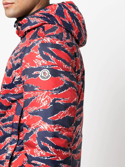 Moncler Bressay Graphic-print Shell-down Hooded Puffer Jacket In Blue