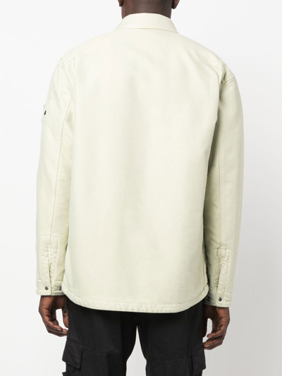 Shop Stone Island Shadow Project Logo-patch Cotton Shirt Jacket In Neutrals
