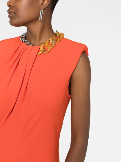 Shop Stella Mccartney Falabella Chain Sleeveless Dress In Orange