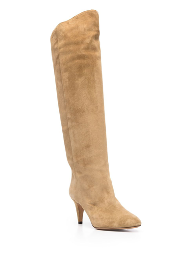 Shop Isabel Marant Suede 38mm Knee Boots In Neutrals