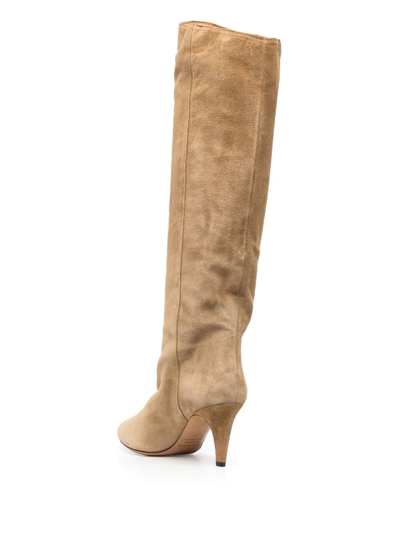 Shop Isabel Marant Suede 38mm Knee Boots In Neutrals