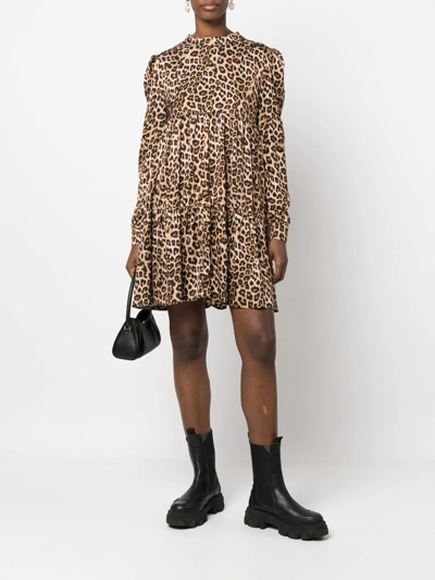 Twinset Leopard-print Tied-waist Dress In Brown | ModeSens