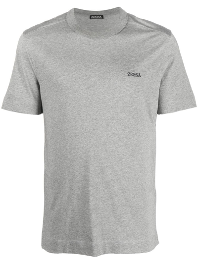 Shop Zegna Logo Crew-neck T-shirt In Grey