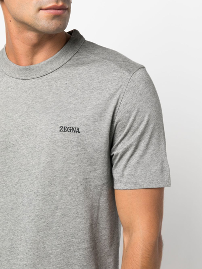 Shop Zegna Logo Crew-neck T-shirt In Grey