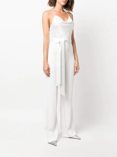 Shop Alice And Olivia Primrose Halterneck Straight-leg Jumpsuit In White