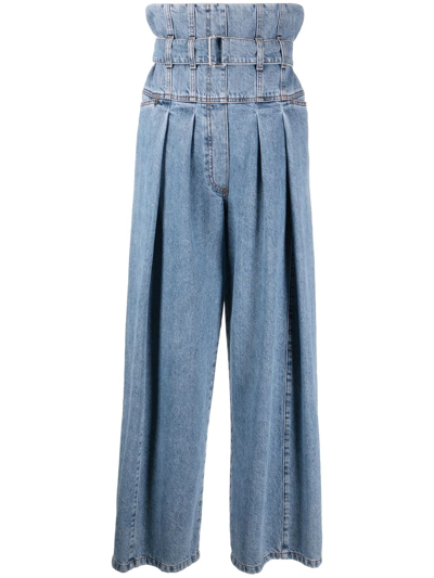 Shop Philosophy Di Lorenzo Serafini High-waisted Wide-leg Jeans In Blue