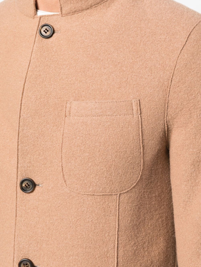 Shop Eleventy Single-breasted Wool Blazer In Brown
