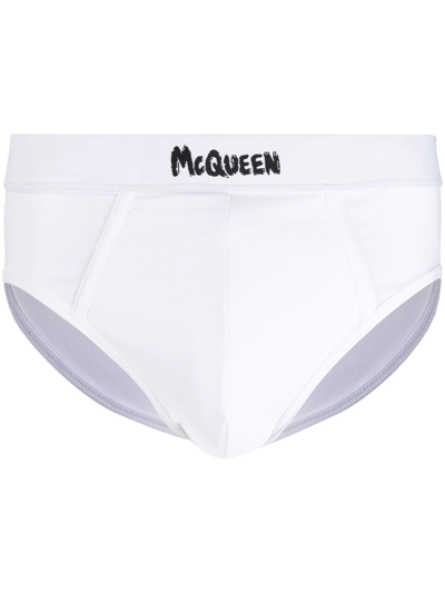 Alexander Mcqueen Logo-print Waistband Briefs In White