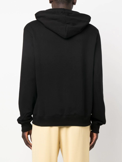 Shop Lanvin Embroidered-logo Pouch-pocket Hoodie In Black