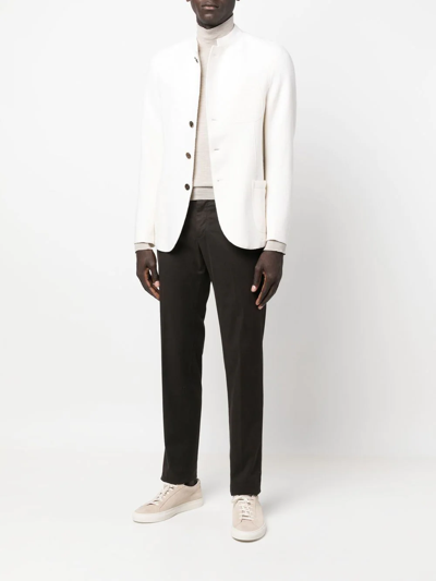 Shop Eleventy Single-breasted Wool Blazer In White