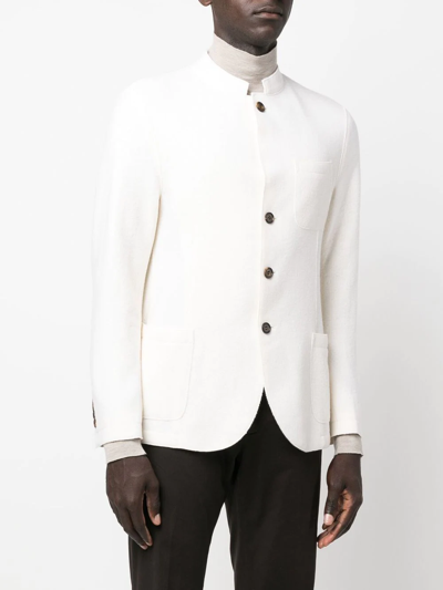 Shop Eleventy Single-breasted Wool Blazer In White