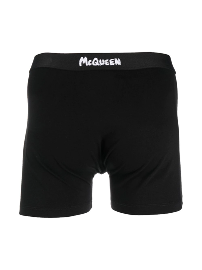 Alexander Mcqueen Man Black Mcqueen Graffiti Boxer In Black