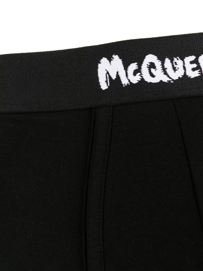 Shop Alexander Mcqueen Graffiti-logo Boxer Briefs In Black