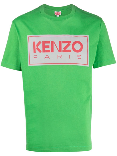 Shop Kenzo Logo-print Round-neck T-shirt In Green