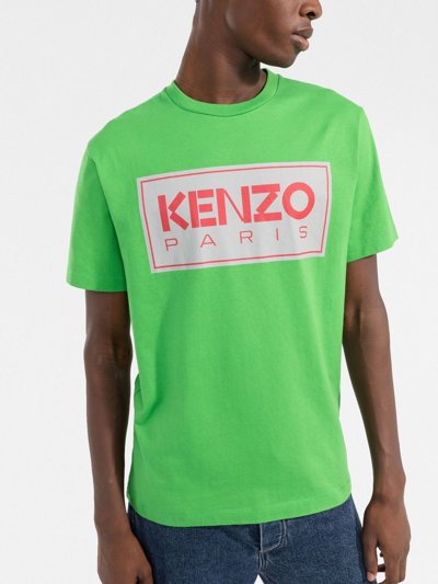 Shop Kenzo Logo-print Round-neck T-shirt In Green