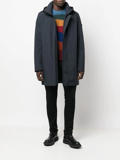 Peuterey Logo-patch Hooded Parka In Blue