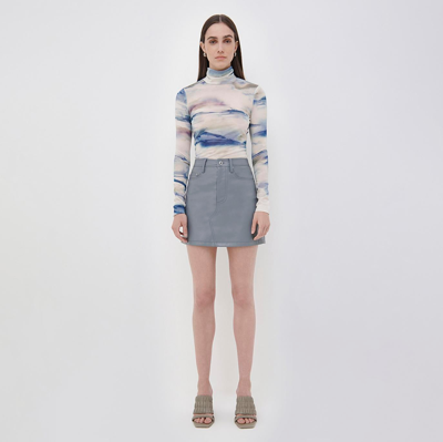 Shop Jonathan Simkhai Gabbie Eco Vegan Leather Mini Skirt In Bluebird