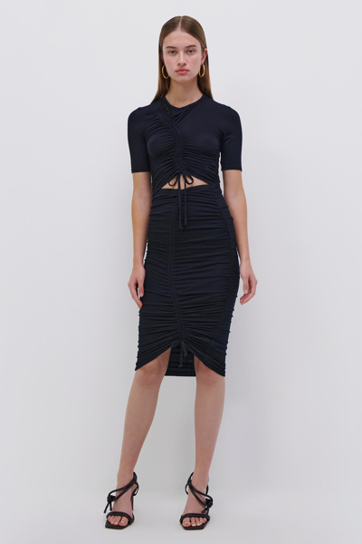 Shop Jonathan Simkhai Anya Midi Skirt In Black