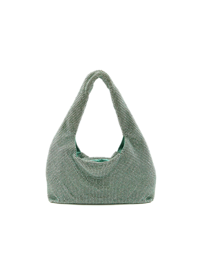 Shop Kara Mini Crystal Mesh Shoulder Bag In Green