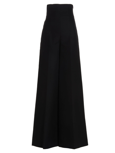Rochas Ruffle Wide-leg Tailored Trousers In Black