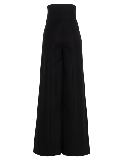 Rochas Ruffle Wide-leg Tailored Trousers In Black
