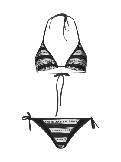 Shop Balmain Swimwear In Black Ivory