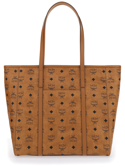 Shop Mcm Shopper Bag In Cognac
