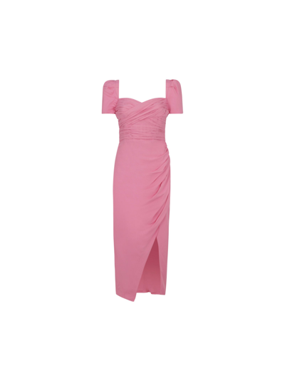 Shop Self-portrait Midi Dress In Pop Pink